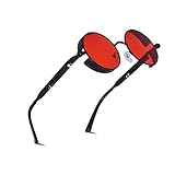 besbomig Sonnenbrille Damen Herren - Retro Rund Steampunk Brille UV400...