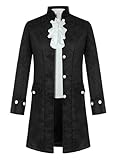 FOVER Herren Vintage Steampunk Jacke mit Rüschenhemd Mittelalter Hemd...