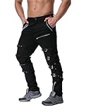 Idopy Herren Steampunk Gothic Hip Hop Punk Rock Hose Hose mit Kette,...
