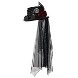 Unisex Steampunk Zylinder mit Brille Gotisch Viktorianisch Spitze Schleier...