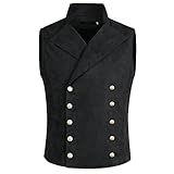 Allthemen Herren Weste Gothic Vintage mit Stehkragen Anzugweste Zweireihig...