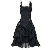 Steampunk Damen Trägerkleid, Gothic Kleid Damen Vintage,Punk Kleidung...