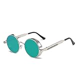 BOUACOUA Steampunk Retro Round Sunglasses Men Women Sonnenbrille Herren