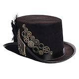 BPURB Unisex Steampunk Zylinder Halloween Hut Damen Herren Gotisch Schwarz...