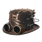 BLESSUME Zylinder Hut mit Brille for Karneval, Halloween (L, Bronze 2)