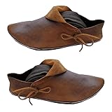 Mittelalter PU Leder Flache Unterseite Schuhe Steampunk Retro Casual Leder...