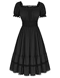 Damen Wiking Corsagenkleid Big Swing mit Taschen Einfarbig Lolita Fairy...