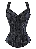 KUOSE Damen Schwarz Shapewear Korsett Vintage Gothic Vollbrust Corsage Top...