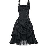 Mittelalter Kleid Damen Steampunk A-Linie Kleider Spitzen Vintage Gothic...