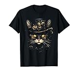 Katze Steampunk kunst Steampunk Katzen T-Shirt, Unisex, Schwarz, S,...