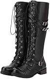 Lchongzhuo Damen Winter Retro Stiefel Steampunk Gothic Vintage Style Punk...