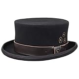 Conner Hut Filzhut Steampunk Zylinder Wollfilzhut (M (56-57 cm) - schwarz)