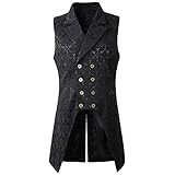 Nofonda Herren Weste Gotisch Steampunk Mittelalter Zweireihige Weste Brokat...