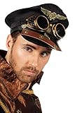 WILBERS & WILBERS Steampunk Schirmmütze Pilot mit Googles Fliegerabzeichen...