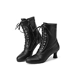 Voviggiw Damen Viktorianische Stiefel Schnüren Knöchel Stiefel Runde...