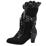 COOLCEPT Damen Vintage Viktorianische Stiefel Schnüren Bogen Mitte...