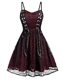 FOKULUNDA Women’s Goth Dress Lace Floral Vintage Steampunk Gothic Dress...