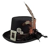 Boland 54501 - Hut Plumepunk mit Zahnrädern, Schwarz, Steampunk, Zylinder,...