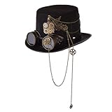 COSDREAMER Unisex Steampunk Zylinderhut Halloween Kostüm Hut mit Brille...