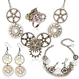 Ourdort 4 Stück Steampunk Accessoires Damen, Steampunk Kostüm Zahnräder...