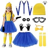 YAEGIMHT 8Pcs Gelbes Kostüm-Set für Kinder– Brille, Handschuhe, Blaue...