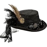 NET TOYS Steampunk Hut Gothic Zylinder schwarz Viktorianische Kopfbedeckung...