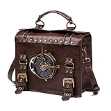 HUAXM Weinlese Steampunk Rucksack Retro Gothic Handgefertigte Leder...