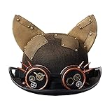 Unisex Steampunk Zylinder Halloween Kostüm Hut mit Brille Braun