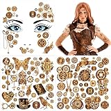 HOWAF Steampunk Accessoires Temporäre Tattoos, Gesichtstattoo Karneval,...